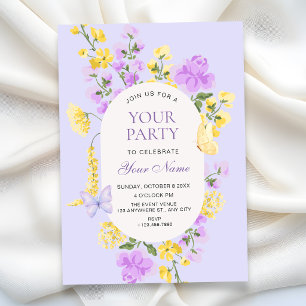 Invitation Jardin floral Cottagecore violet