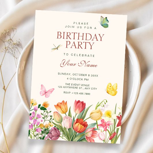 Invitation Jardin floral d'anniversaire