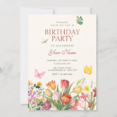 Invitation Jardin floral d'anniversaire (Devant)