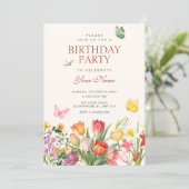 Invitation Jardin floral d'anniversaire (Debout devant)