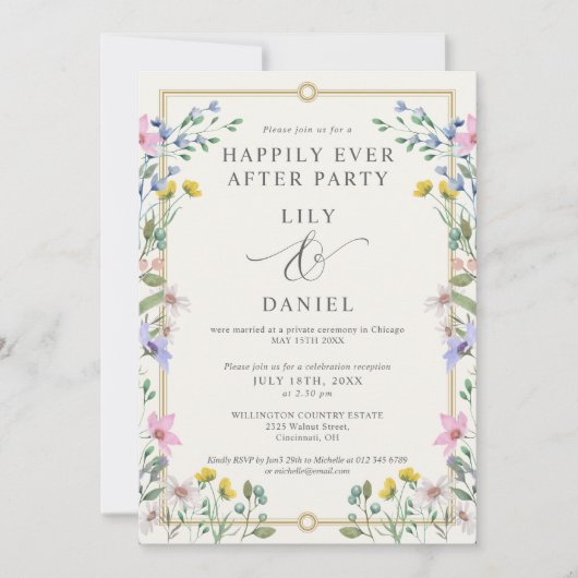 Invitation Jardin Floral de Mariage de Conte de Fées (Devant)