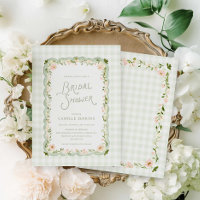 Jardin Floral de Mariage Gingham Vert Fête Prénupt