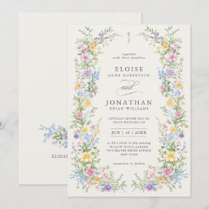 Invitation Jardin Floral de Mariage Orné de Pastel Doux de Pr