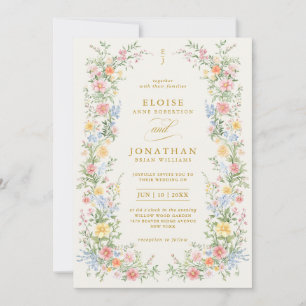 Invitation Jardin Floral de Mariage Orné de Pastels Doux Prin