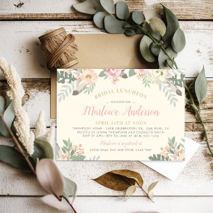 Invitation Jardin Floral de Mariée Rose d'Ivoire Luncheon de 