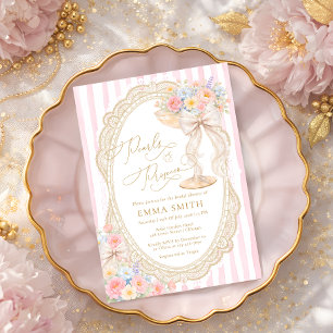 Invitation Jardin Floral de Perles et Prosecco pour une Marié
