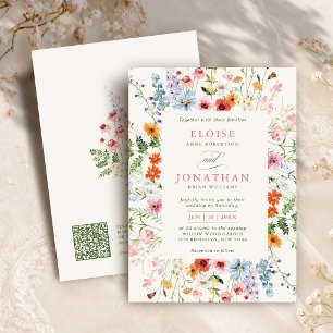 Invitation Jardin Floral de Printemps de Fleurs Sauvages QR M