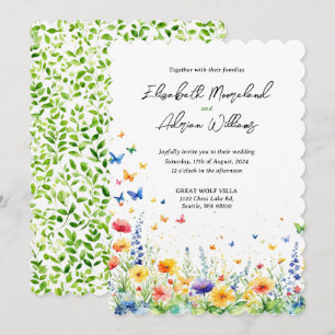 Invitation Jardin Floral de Printemps Papillons