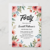 Invitation Jardin floral délicieux Rustique Été 40e anniversa (Devant)