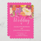 Invitation Jardin floral d'été coloré Mariage (Devant / Derrière)