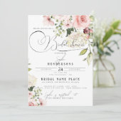 Invitation Jardin Floral Dusty Rose Fête des mariées de verdu (Debout devant)