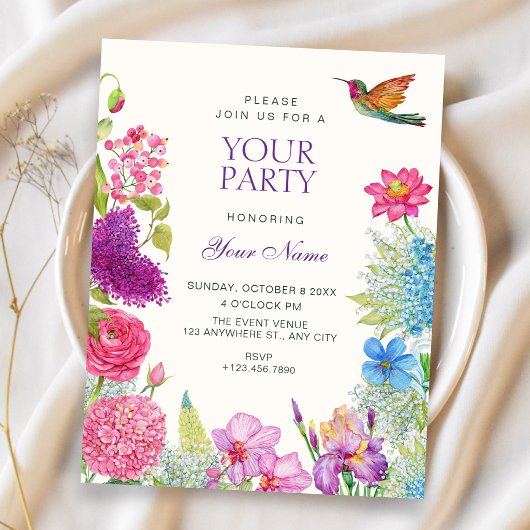 Invitation Jardin floral élégant