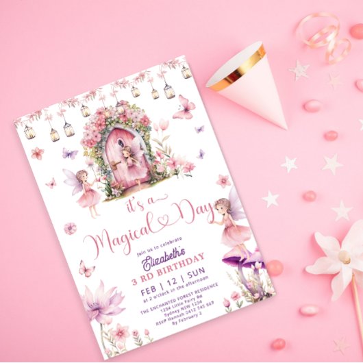 Invitation Jardin floral fée enchantée Anniversaire