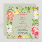 Invitation Jardin Floral Frontière Anniversaire Fête Invitati (Devant / Derrière)