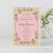 Invitation Jardin Floral Girl Baby shower (Debout devant)