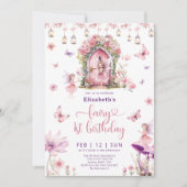 Invitation Jardin floral magique Fée 1er anniversaire fête (Devant)