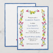 Invitation Jardin Floral Méditerranéen Fête d'anniversaire (Devant / Derrière)