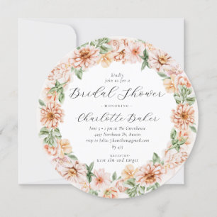 Invitation Jardin Floral Orange Peach Fête des mariées botani