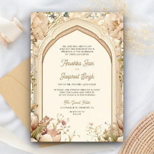 Invitation Jardin Floral Paons Palais Indien Mariage