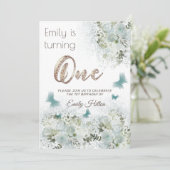 Invitation Jardin floral papillon premier anniversaire (Debout devant)