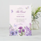 Invitation Jardin floral pourpre (Debout devant)