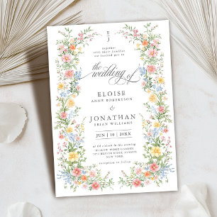 Invitation Jardin Floral Printanier Orné de Fleurs Sauvages M