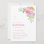 Invitation Jardin Floral Printemps Été Christening Baptême (Devant)