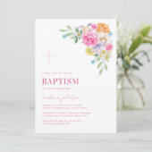 Invitation Jardin Floral Printemps Été Christening Baptême (Debout devant)