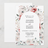 Invitation Jardin floral romantique Mariage élégant (Devant / Derrière)