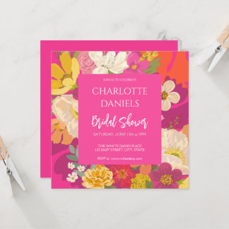 Invitation Jardin Floral Rose Baby Shower de Mariée