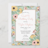Invitation Jardin Floral rose | Bouquet jaune Doux 16 Parti (Devant)