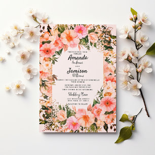 Invitation Jardin Floral rose Élégance Mariage