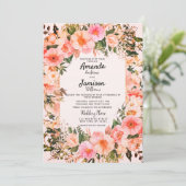 Invitation Jardin Floral rose Élégance Mariage (Debout devant)