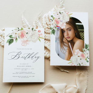 Invitation Jardin Floral Rose fête d'anniversaire