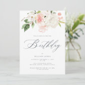 Invitation Jardin Floral Rose fête d'anniversaire (Debout devant)