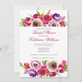 Invitation Jardin Floral rose Fuchsia Fête des mariées après- (Devant)