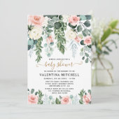 Invitation Jardin floral rose pâle Baby shower d'aquarelle (Debout devant)