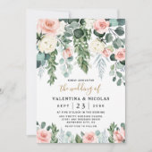 Invitation Jardin Floral rose pâle Rose Mariage d'aquarelle (Devant)