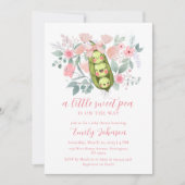 Invitation Jardin Floral Rose Pois Doux Dans Baby shower Pod (Devant)