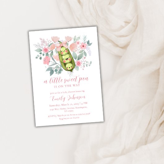 Invitation Jardin Floral Rose Pois Doux Dans Baby shower Pod
