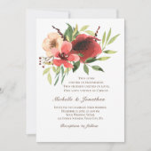 Invitation Jardin Floral Rose Rouge Mariage chrétien (Devant)