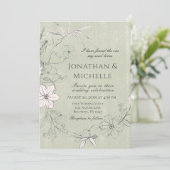 Invitation Jardin Floral rose vert Wreath Mariage chrétien (Debout devant)