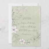 Invitation Jardin Floral rose vert Wreath Mariage chrétien (Dos)