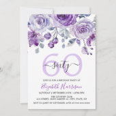 Invitation Jardin Floral Rose Violet de printemps Anniversair (Devant)
