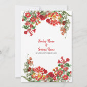 Invitation Jardin Floral Rouge Mariage de fleurs botaniques (Dos)