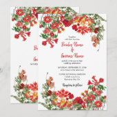 Invitation Jardin Floral Rouge Mariage de fleurs botaniques (Devant / Derrière)