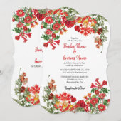 Invitation Jardin Floral Rouge Mariage de fleurs botaniques (Devant / Derrière)