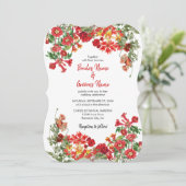 Invitation Jardin Floral Rouge Mariage de fleurs botaniques (Debout devant)