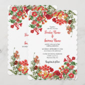 Invitation Jardin Floral Rouge Mariage de fleurs botaniques (Devant / Derrière)