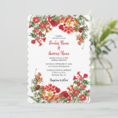 Invitation Jardin Floral Rouge Mariage de fleurs botaniques (Debout devant)